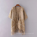 Womens Cashmere Feel Knitted Jacquard Printing Fancy Cape Stole Poncho Shawl (SP622)